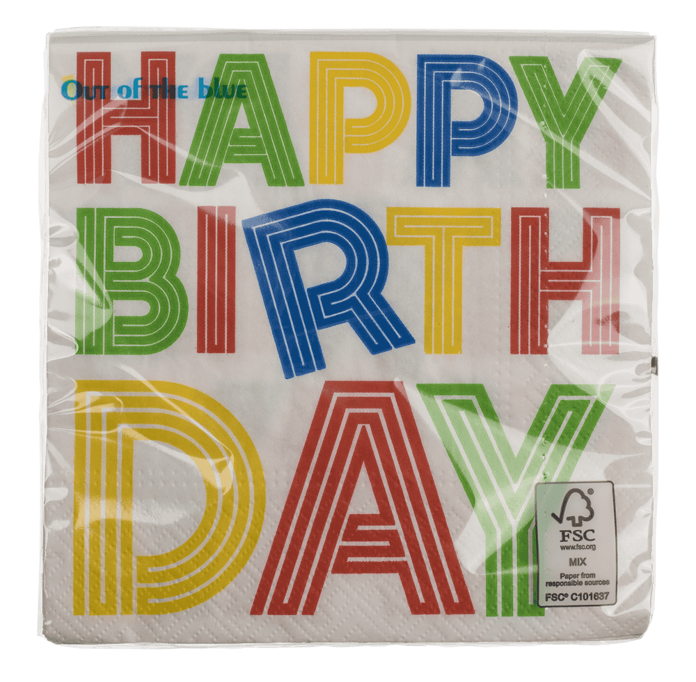 Paper napkins, Happy Birthday, 33 x 33 cm,