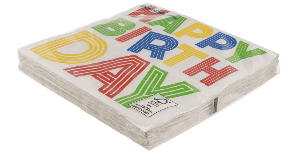 Paper napkins, Happy Birthday, 33 x 33 cm,
