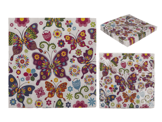 Paper napkins, Colorful Butterflies,