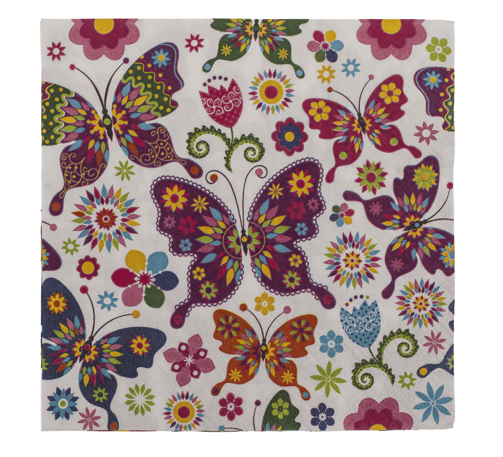 Paper napkins, Colorful Butterflies,