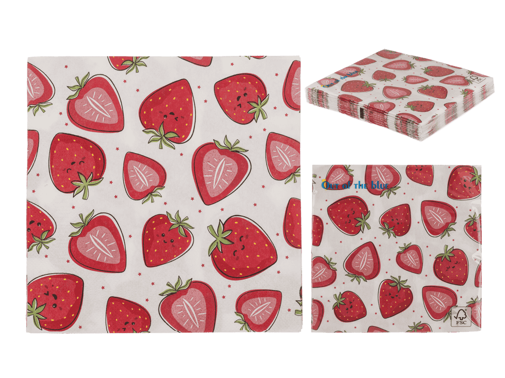 Paper napkins, Strawberries,