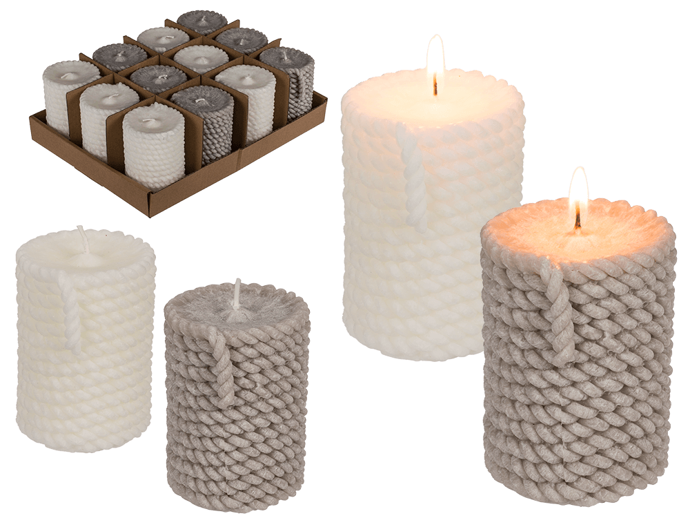 153016_000.png Pillar candle, Rope, - Afbeelding 1