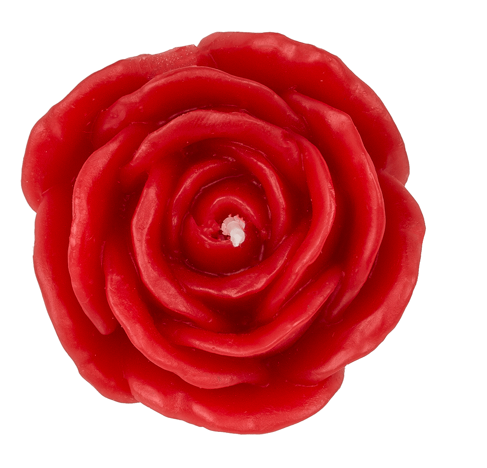Red colored candle, rose, set of 3 pcs,