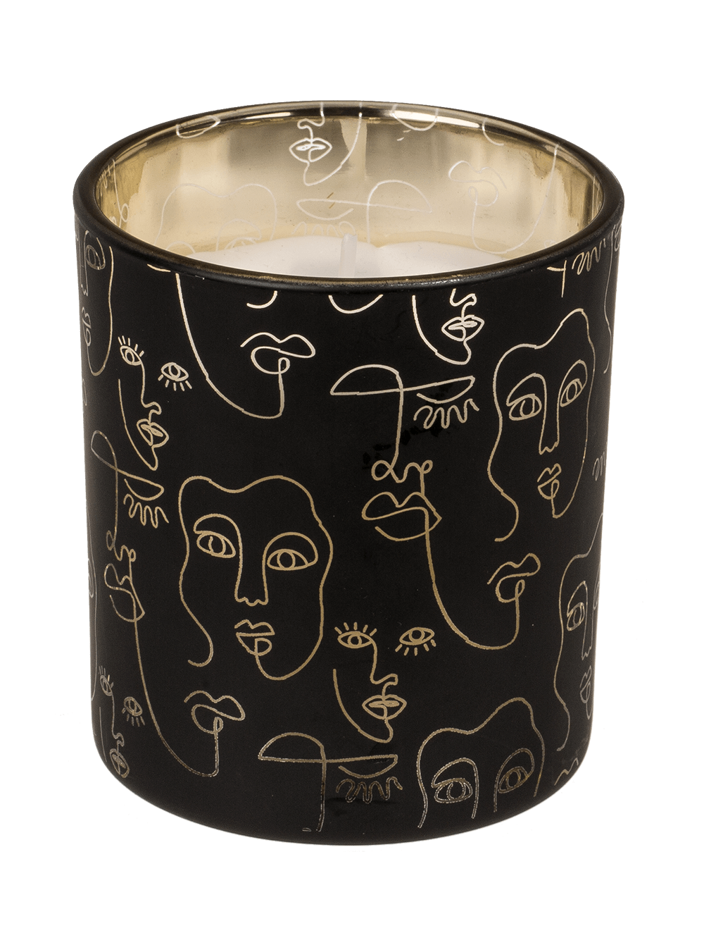 Candle in glass, Face, ca. 7 x 7,8 cm,