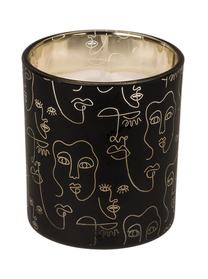 Candle in glass, Face, ca. 7 x 7,8 cm,