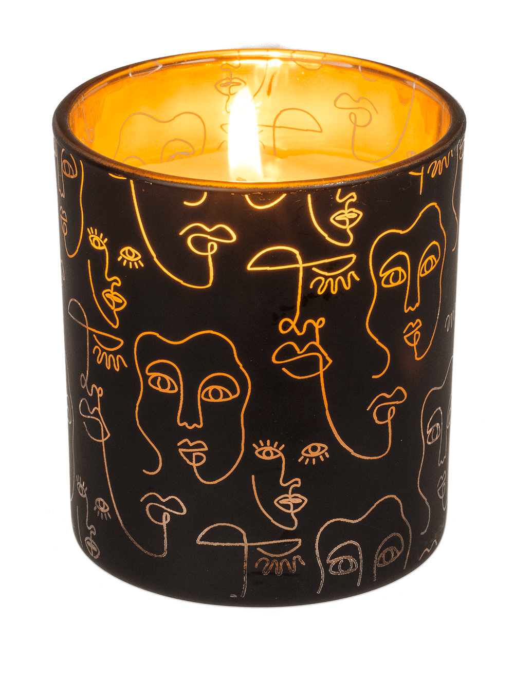 Candle in glass, Face, ca. 7 x 7,8 cm,