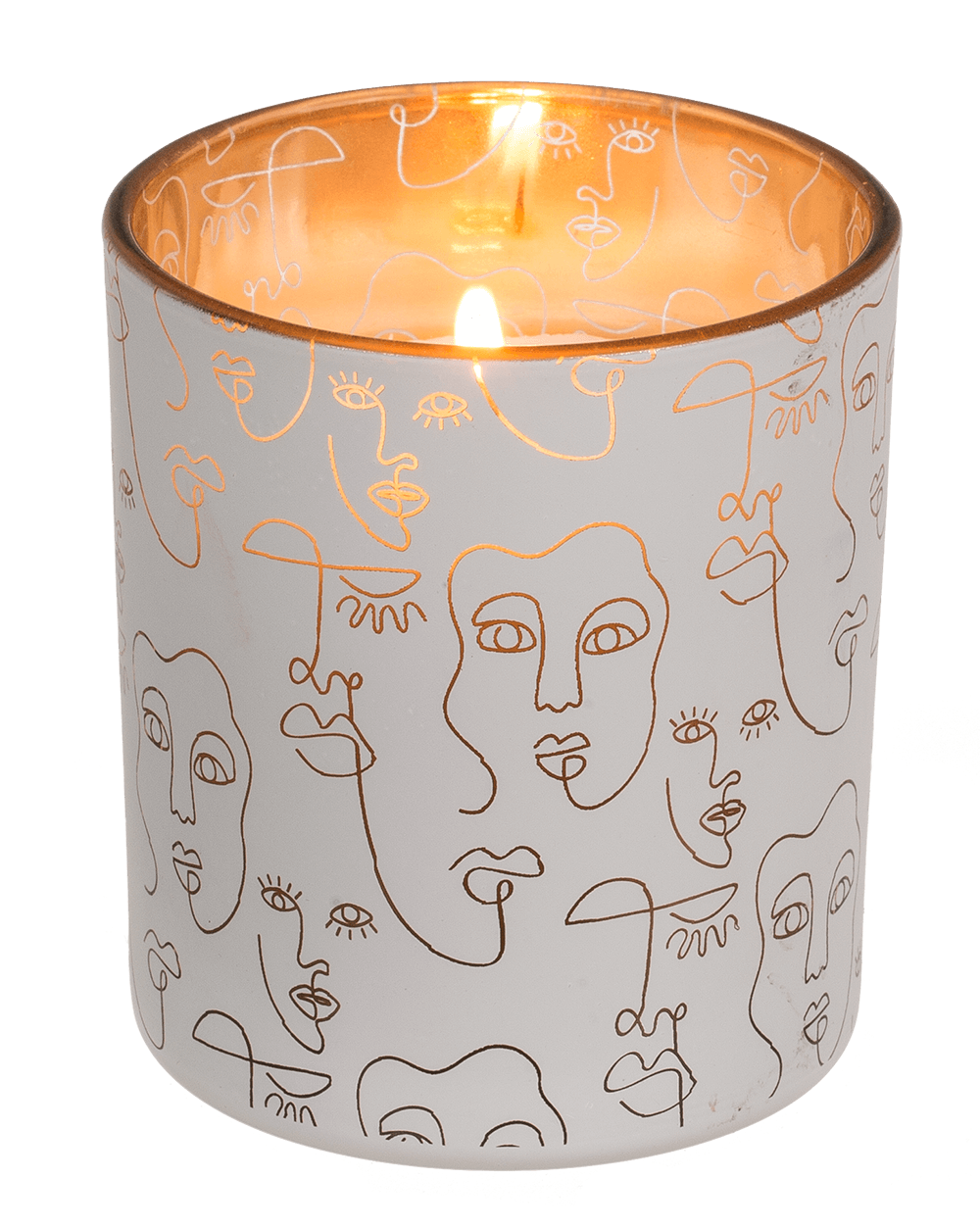 Candle in glass, Face, ca. 7 x 7,8 cm,