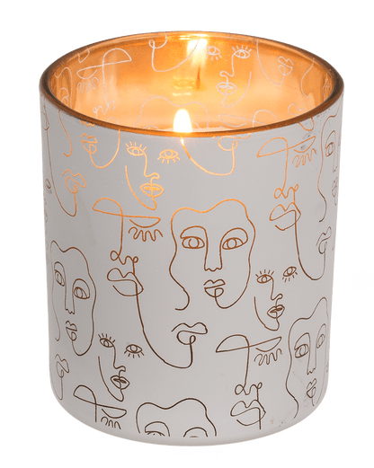 Candle in glass, Face, ca. 7 x 7,8 cm,