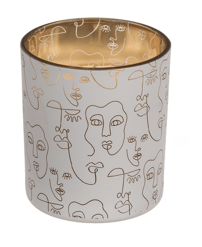 Candle in glass, Face, ca. 7 x 7,8 cm,