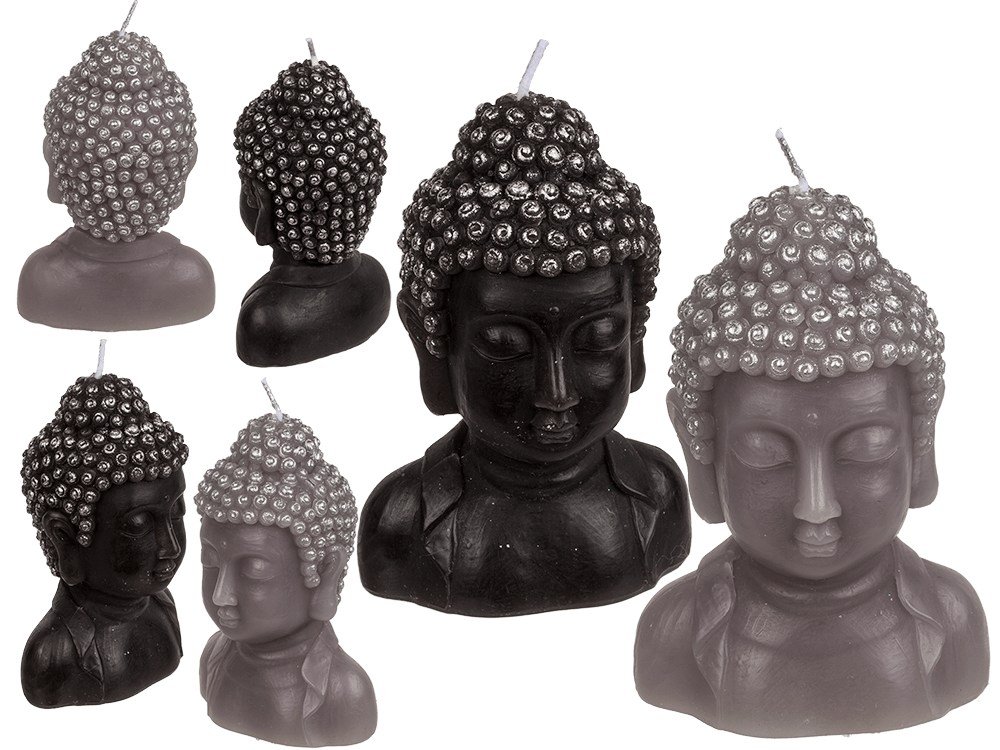 Candle, Buddha head, ca. 8 x 6,5 x 12,5 cm,