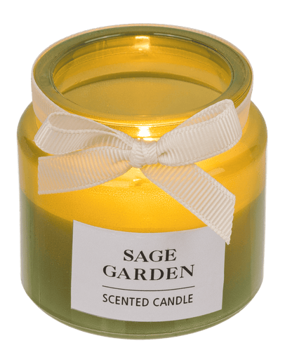 Candle in glass with wooden lid,