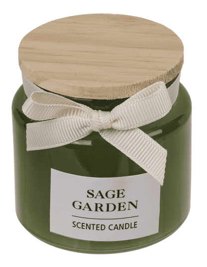 Candle in glass with wooden lid,