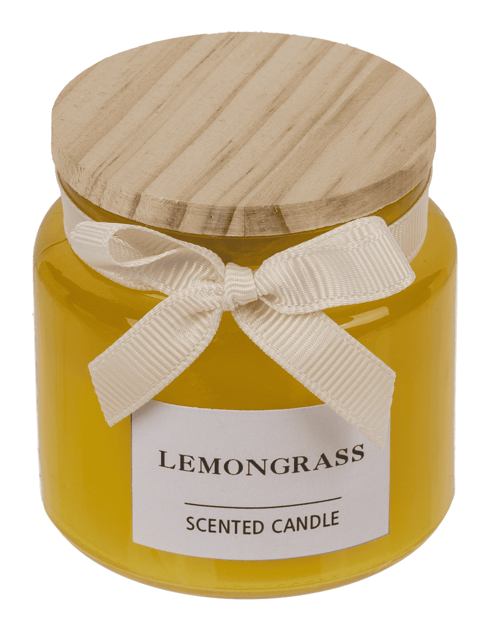 Candle in glass with wooden lid,