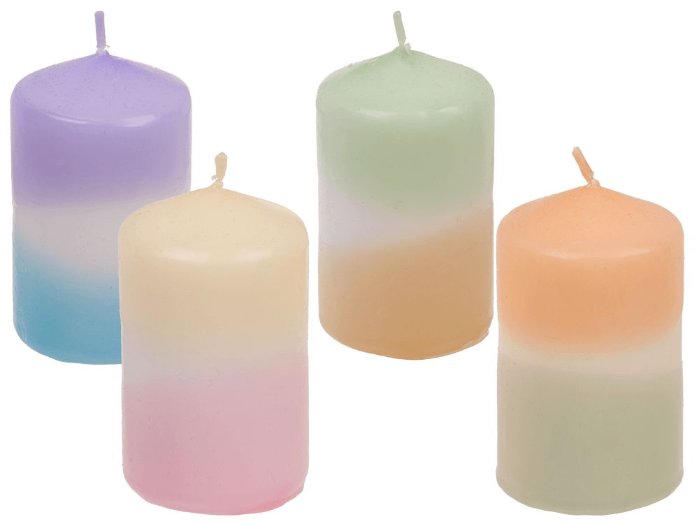 Pillar candle with colour gradient, Pastel,