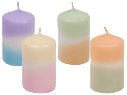 Pillar candle with colour gradient, Pastel,