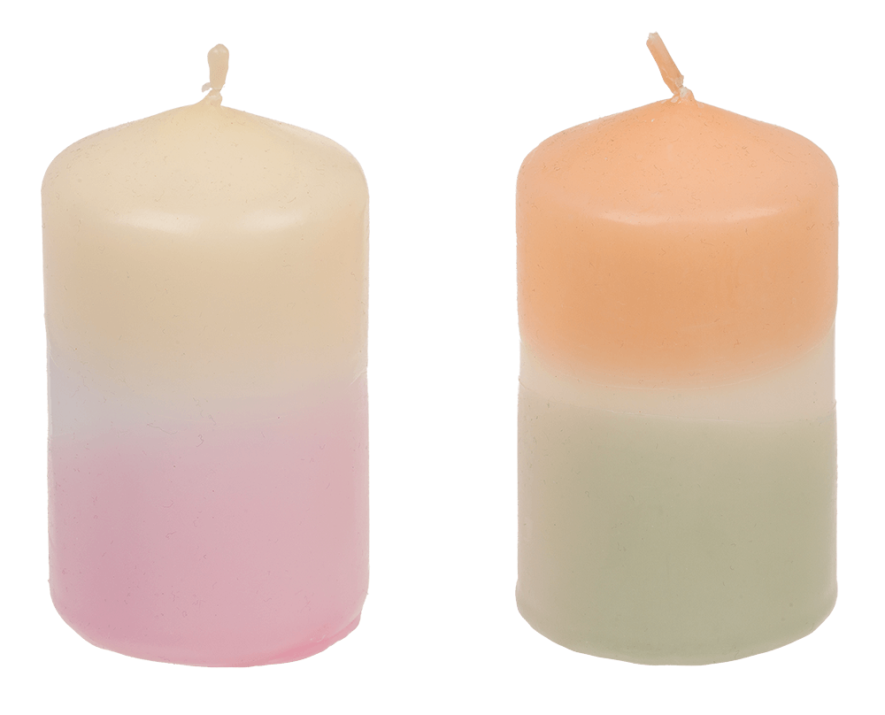 Pillar candle with colour gradient, Pastel,