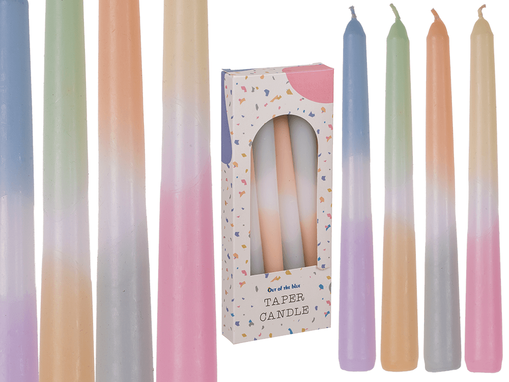 Taper candle with colour gradient, Pastel,