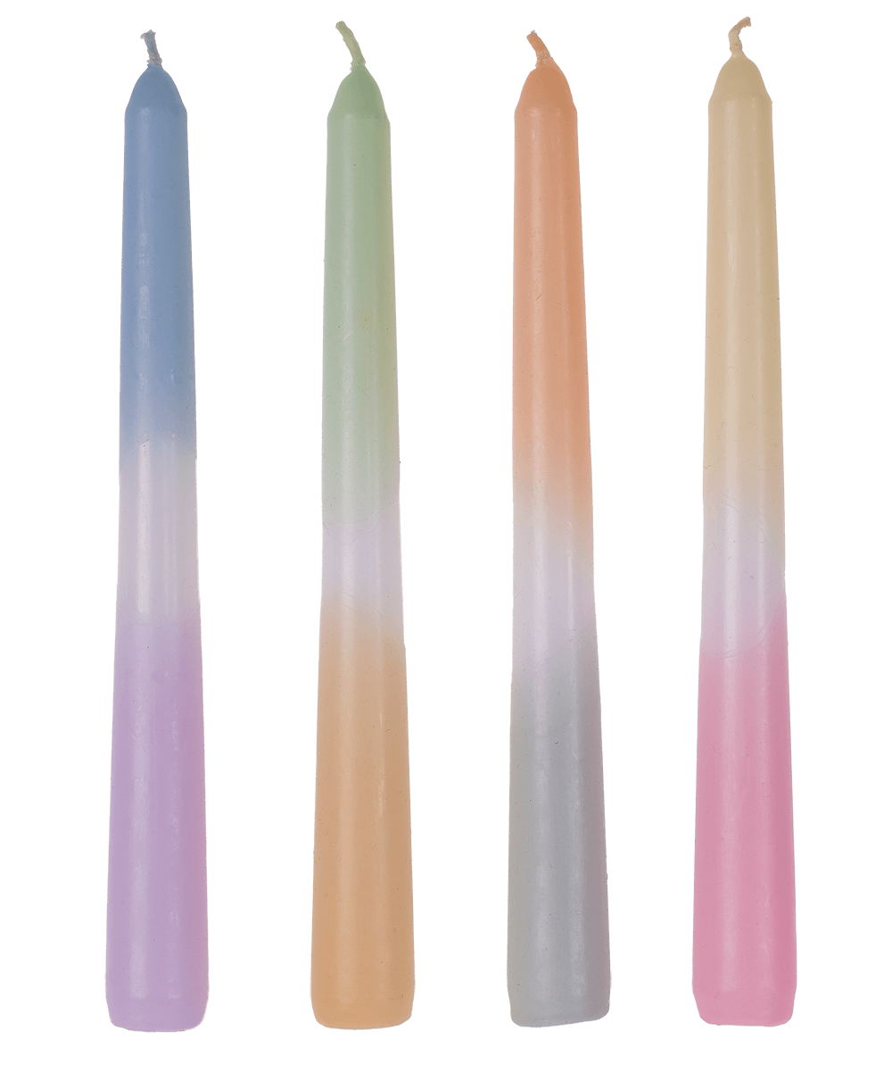 Taper candle with colour gradient, Pastel,