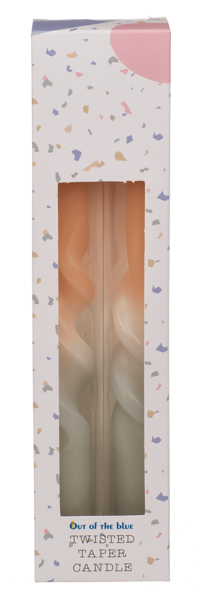 Twisted taper candle with colour gradient, Pastel,