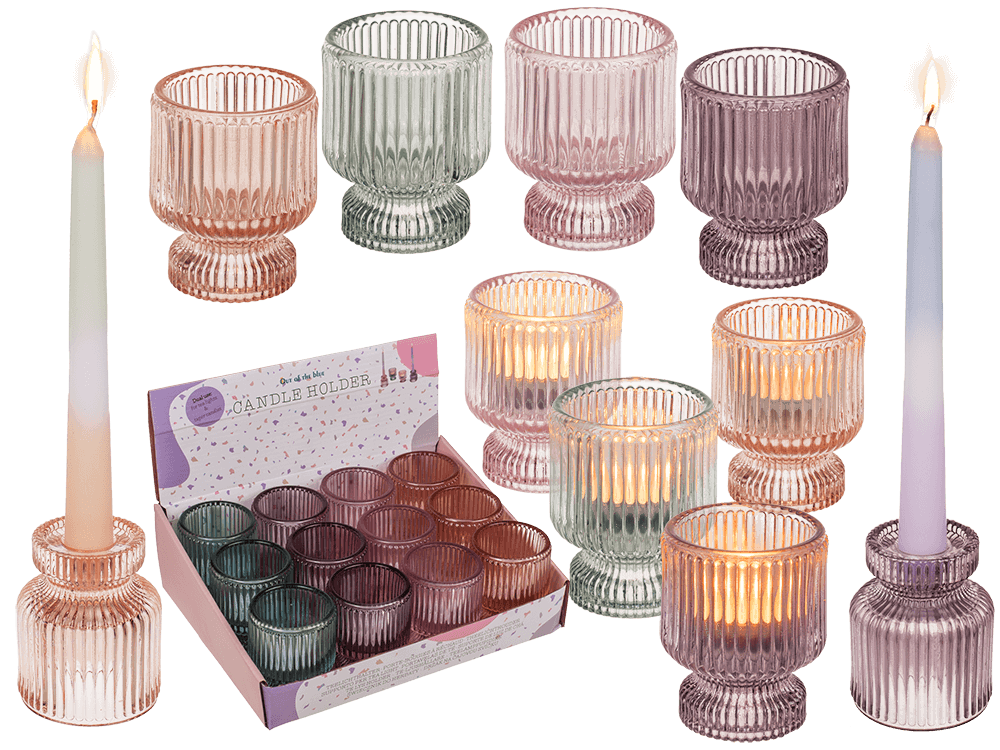 Glass tea light/candle holder, 2 in 1,