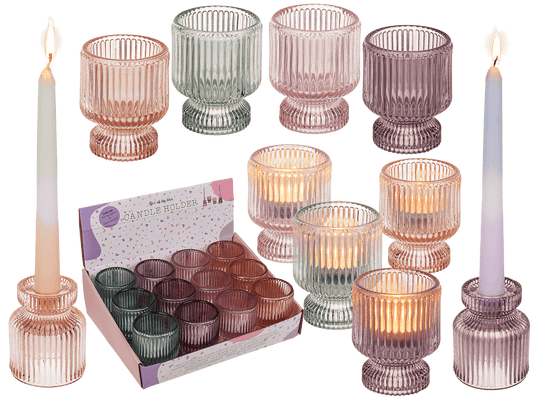 Glass tea light/candle holder, 2 in 1,