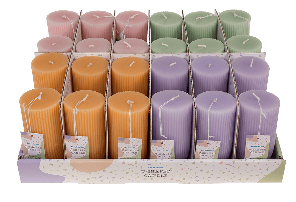 U-shaped candle, with 2 wicks, ca.14,5 x 5 cm,