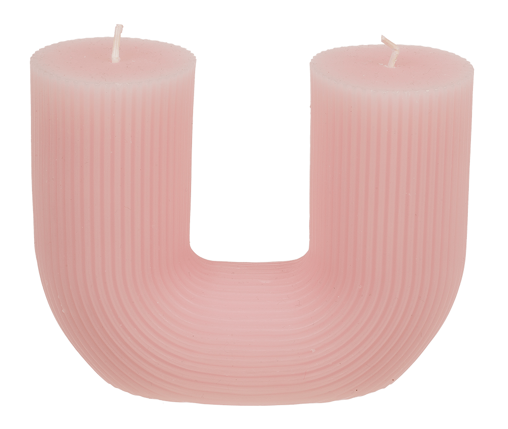 U-shaped candle, with 2 wicks, ca.14,5 x 5 cm,