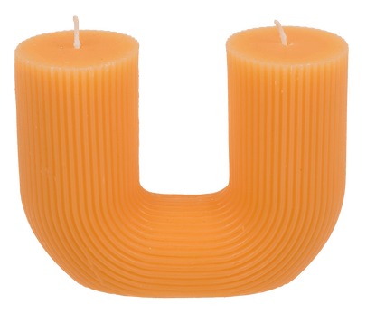 U-shaped candle, with 2 wicks, ca.14,5 x 5 cm,