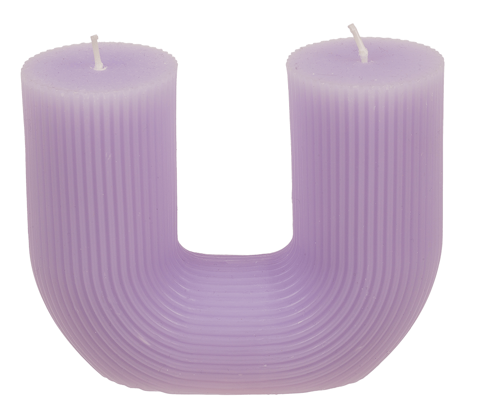 U-shaped candle, with 2 wicks, ca.14,5 x 5 cm,