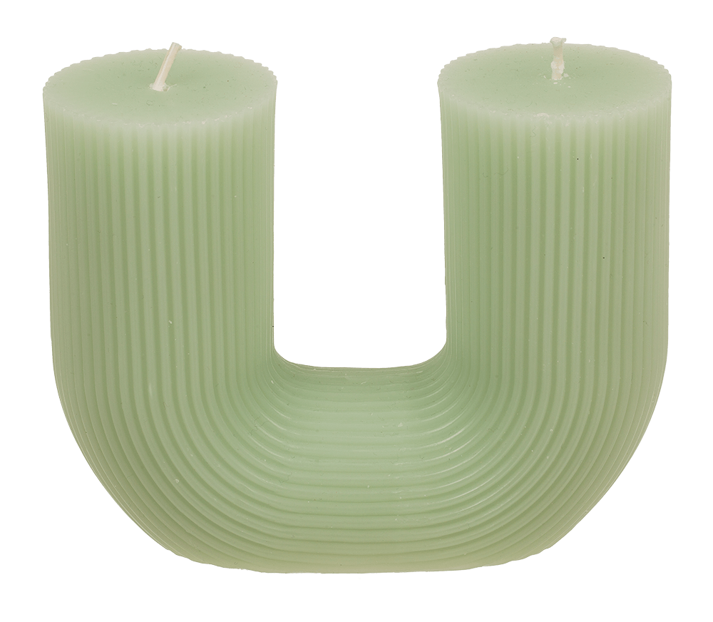 U-shaped candle, with 2 wicks, ca.14,5 x 5 cm,