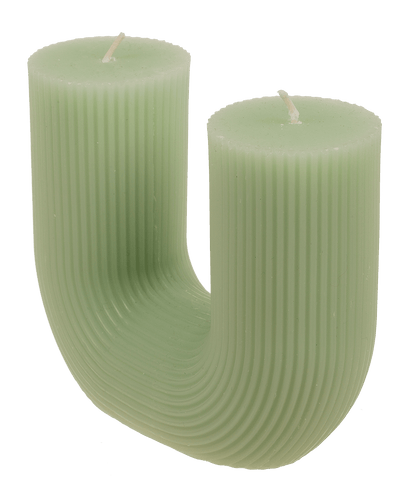 U-shaped candle, with 2 wicks, ca.14,5 x 5 cm,