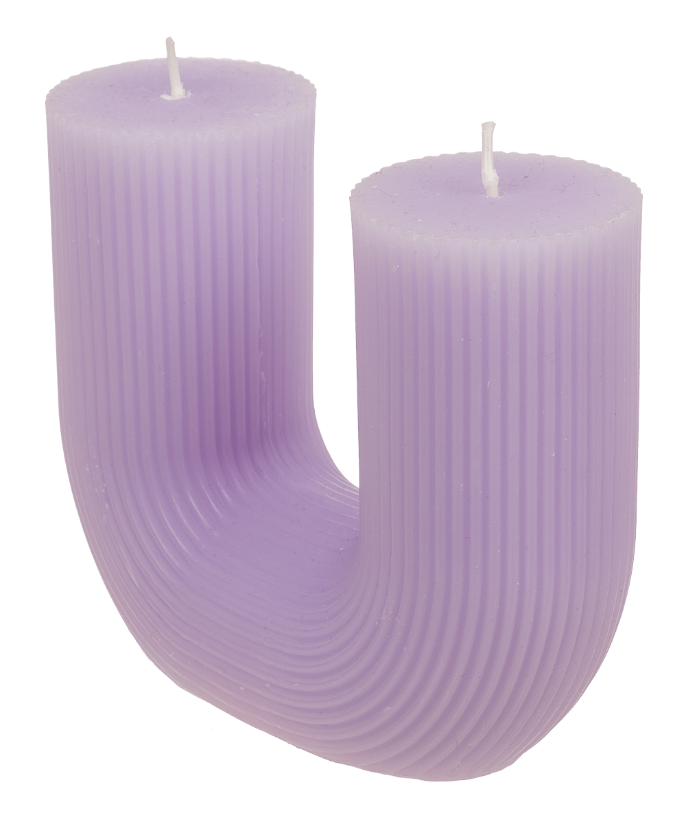 U-shaped candle, with 2 wicks, ca.14,5 x 5 cm,