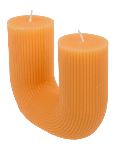U-shaped candle, with 2 wicks, ca.14,5 x 5 cm,
