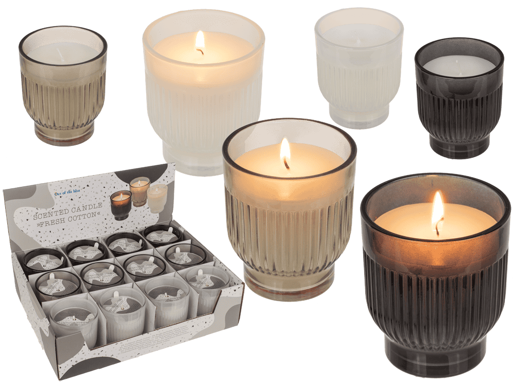 Scented canlde in glass, Fresh cotton,