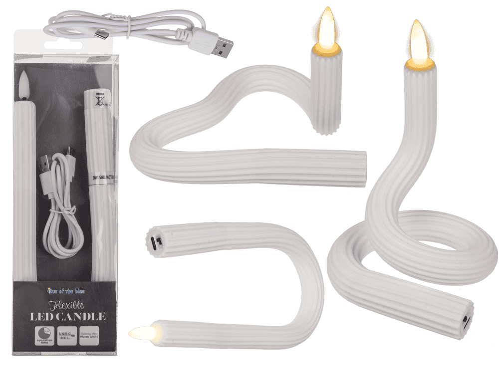 White flexibel LED stick candle made of silicone,