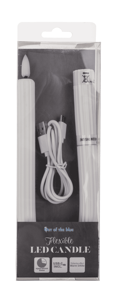 White flexibel LED stick candle made of silicone,