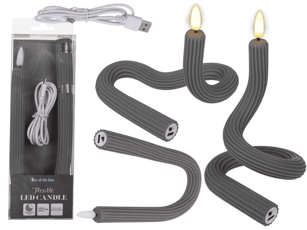 Grey flexibel LED stick candle made of silicone,