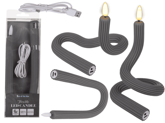 Grey flexibel LED stick candle made of silicone,
