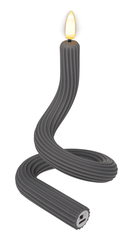 Grey flexibel LED stick candle made of silicone,