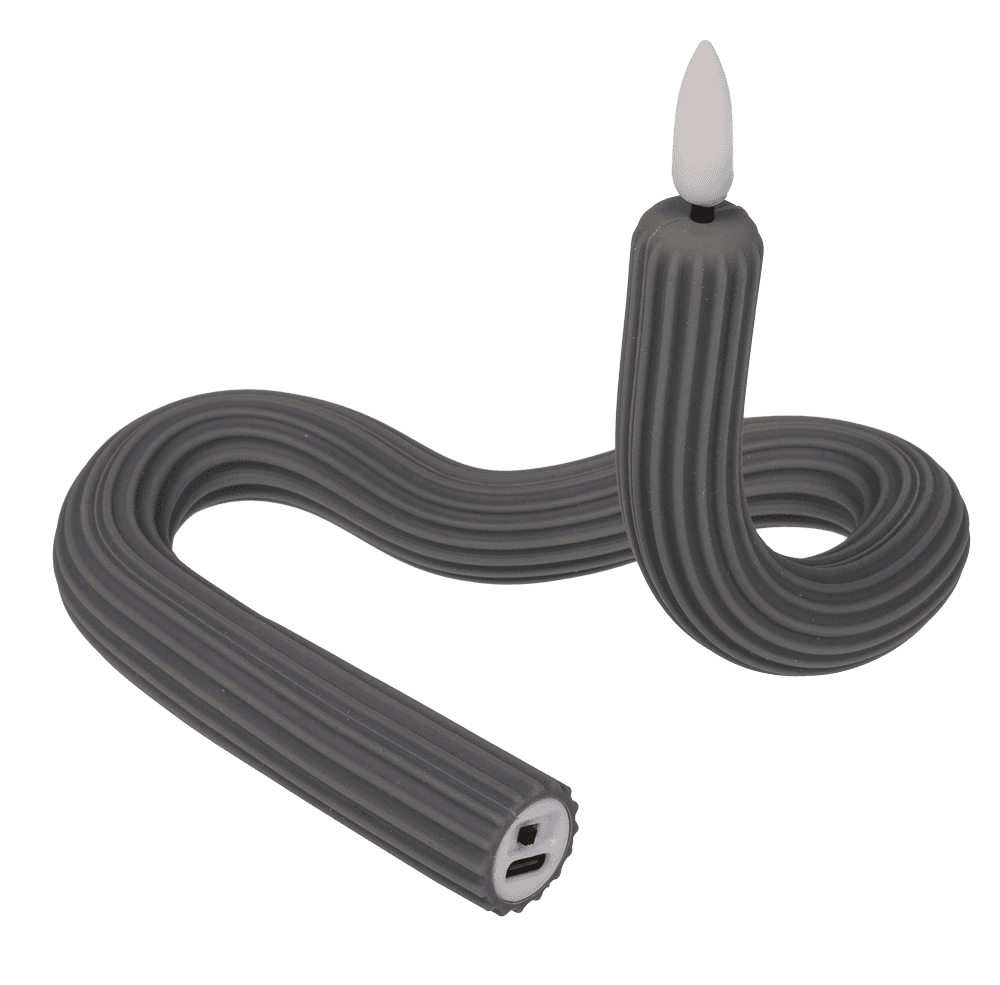 Grey flexibel LED stick candle made of silicone,