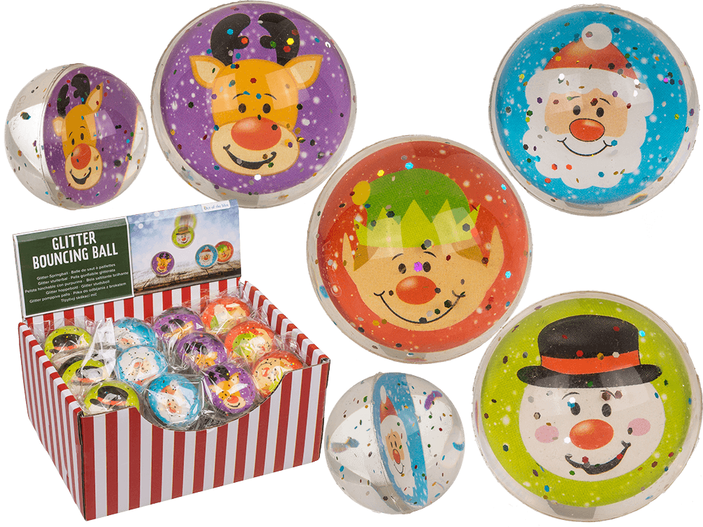 Glitter bouncing  ball, Joyful Xmas Jumpers, 4 cm,