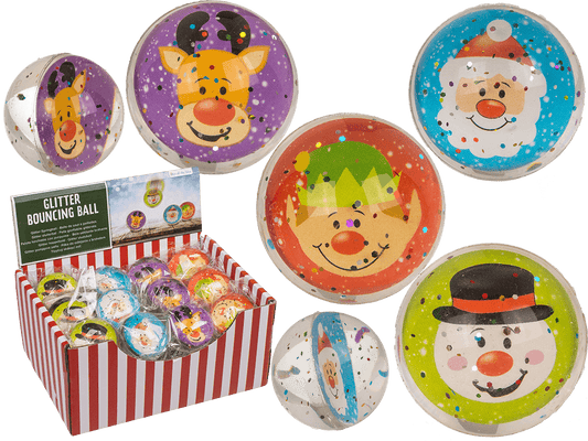 Glitter bouncing  ball, Joyful Xmas Jumpers, 4 cm,