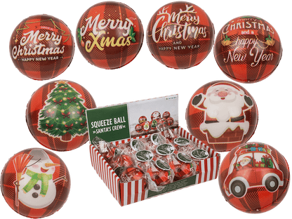 Squeeze ball, Santa's Crew, 6 cm, 4 assorted,