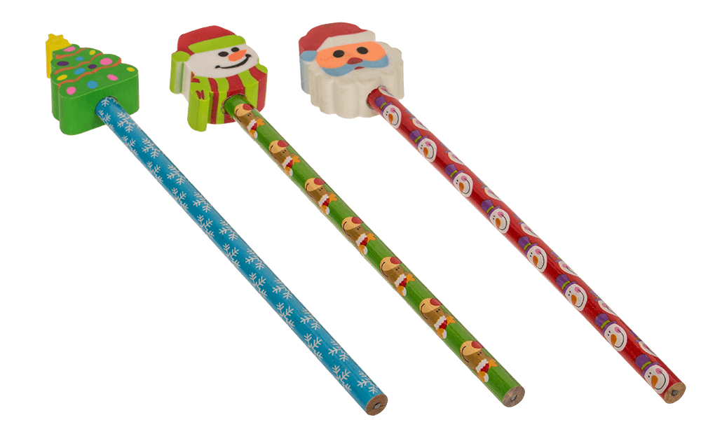 Christmas pencils with eraser,
