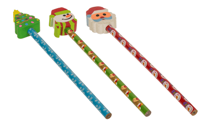 Christmas pencils with eraser,
