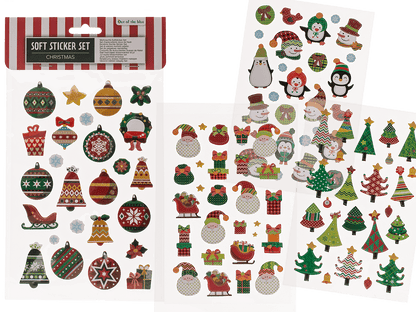Christmas soft sticker set, sheet size 14 x 25 cm,