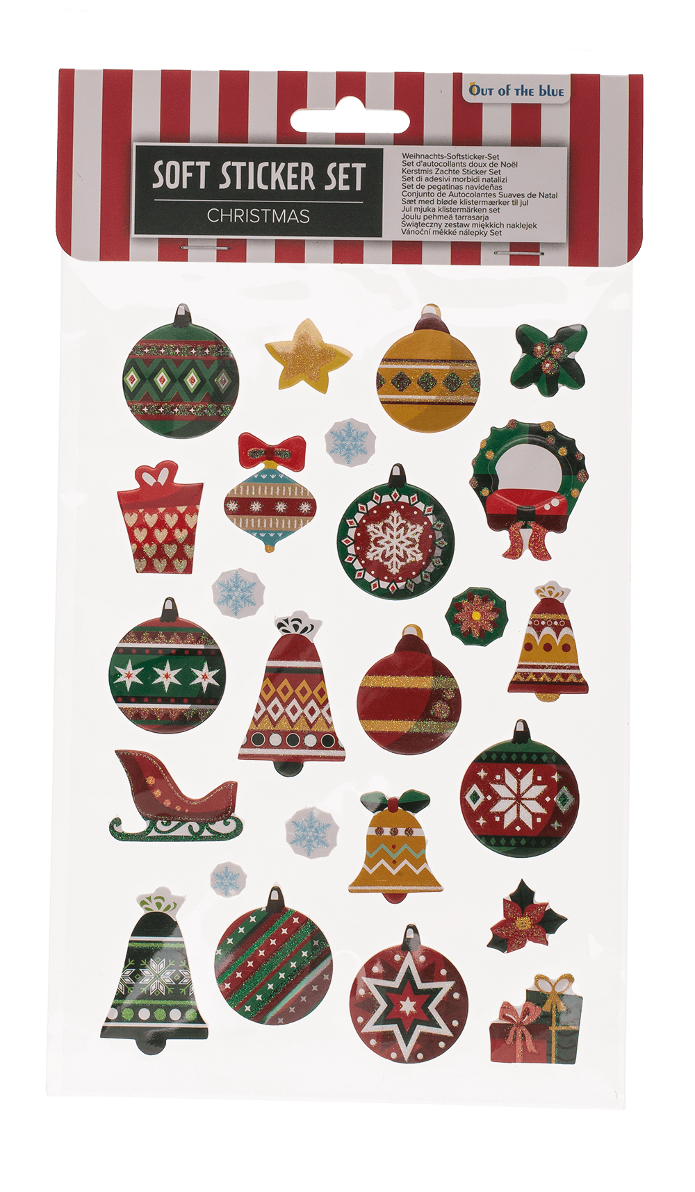 Christmas soft sticker set, sheet size 14 x 25 cm,