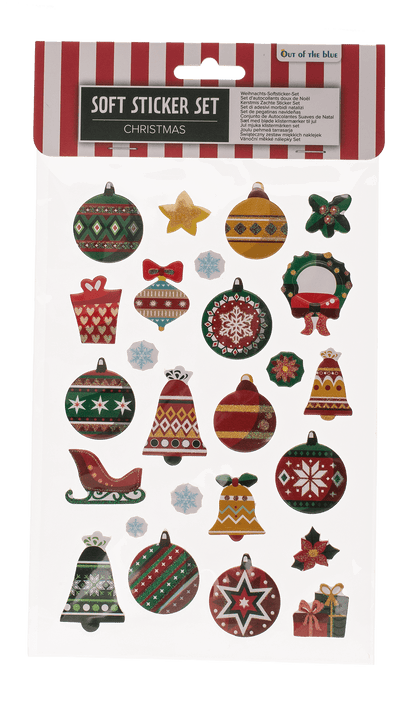 Christmas soft sticker set, sheet size 14 x 25 cm,