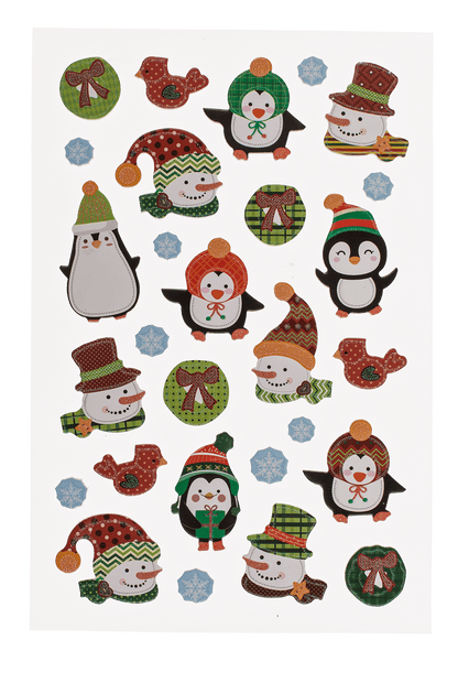 Christmas soft sticker set, sheet size 14 x 25 cm,
