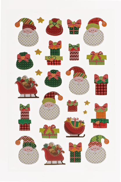 Christmas soft sticker set, sheet size 14 x 25 cm,